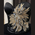 Grande Applique Brodée Sequins Dorés & Argent - 42cm -