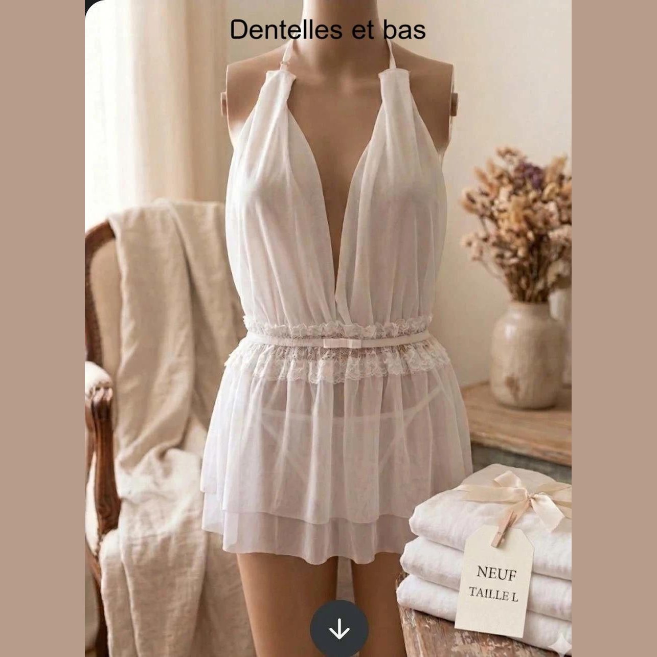 Magnifique Nuisette Blanche en Dentelle