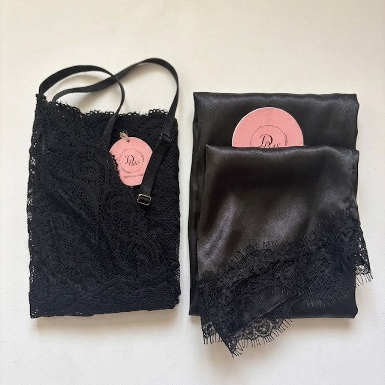 Ensemble Satin & Dentelle 🖤Short et top La Sensuelle  & Le Mystérieux