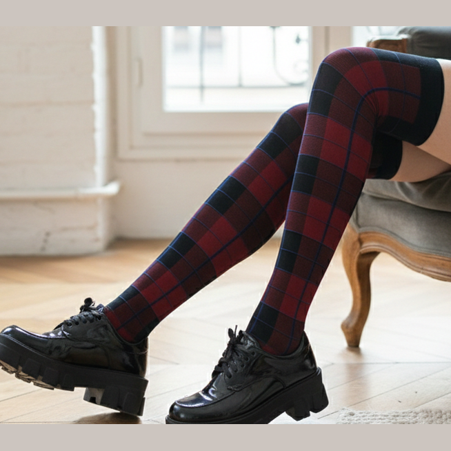 L'Écossaise – Chaussettes Hautes Tartan Signature 🇬🇧✨
L'élégance intemporelle rencontre l'esprit rebelle. 🖤❤️