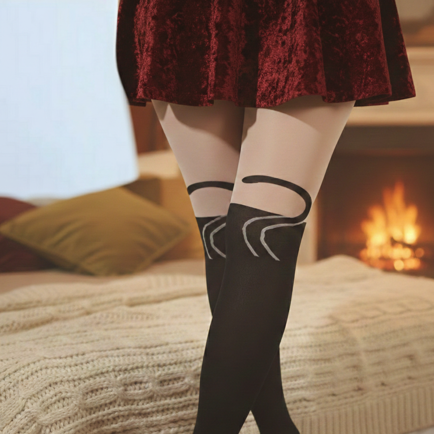 🐾 Collants "Mistigri" : Le détail qui fait ronronner votre tenue !